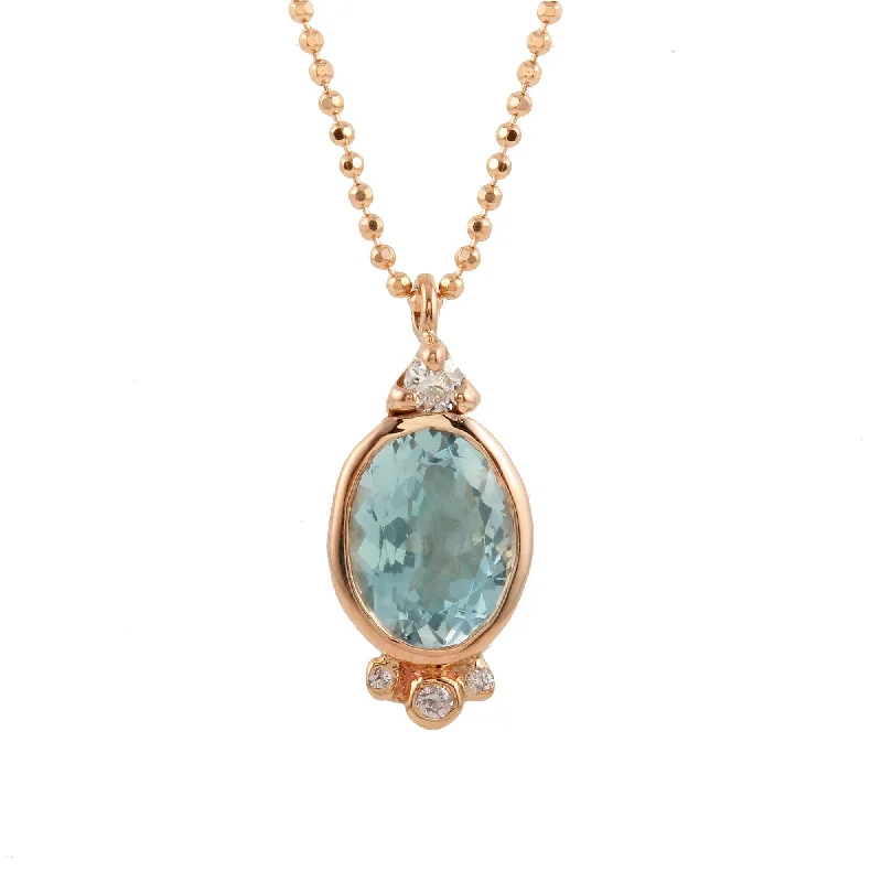 Ladies rings one-of-a-kind-Oval Aquamarine Necklace