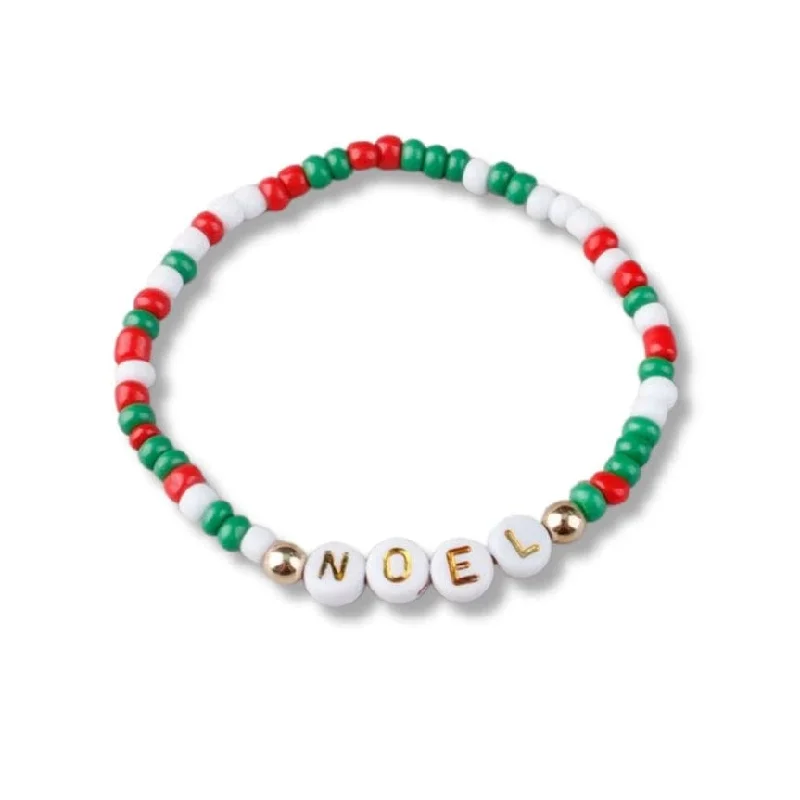 Ladies bracelets size guide-Noel Holiday Beaded Friendship Stretch Bracelets