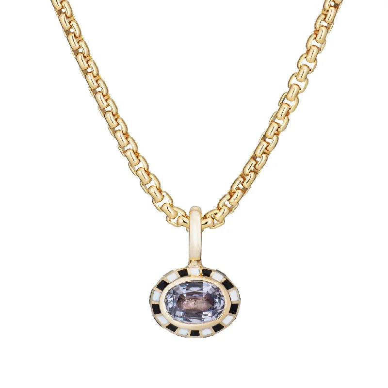 Ladies rings group styles-Purple Sapphire Checkered Pendant Necklace