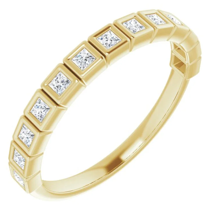 Ladies rings handmade designs-14K Yellow 1/3 CTW Natural Diamond Anniversary Band