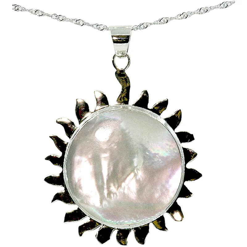 Ladies rings holiday gifts-Mother of Pearl Sun Necklace