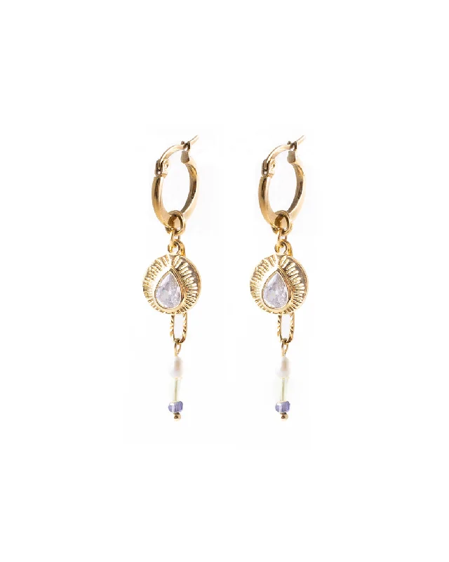 Ladies earrings silver tones-Renaud Gold Earrings