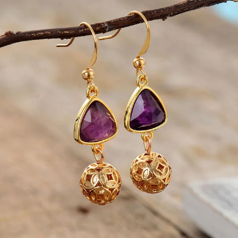 Ladies earrings mature styles-Amethyst Royal Earrings