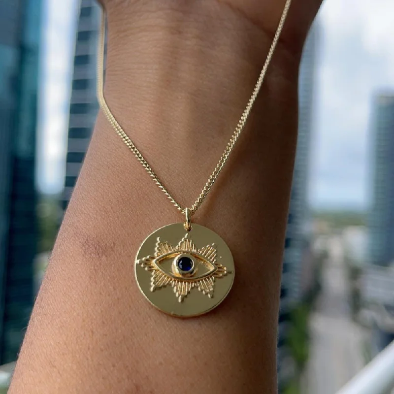 Ladies rings rose gold-Ariz Evil Eye Necklace