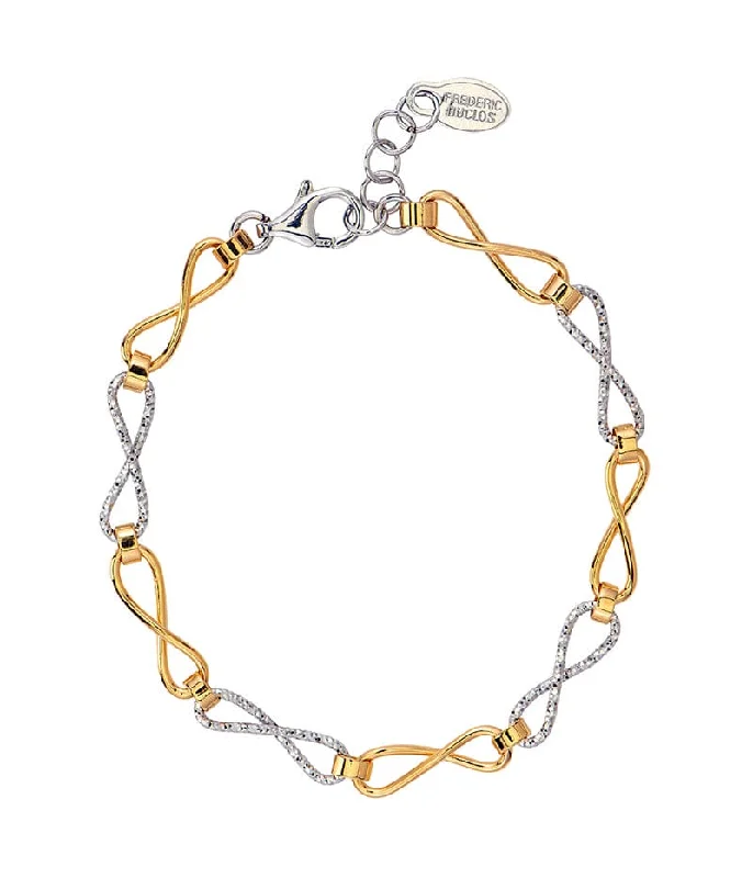 Ladies bracelets pure silver-Sterling Silver & Yellow Gold Plated Infinity Bracelet