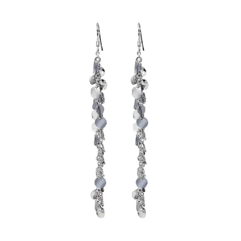 Ladies earrings minimalist trends-Silver 925 Rhodium Plated Dangling Hook Earrings - DSE00064