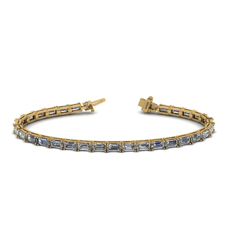 Ladies bracelets white gold-Emerald Cut Diamond Tennis Bracelet - Rachel No. 1