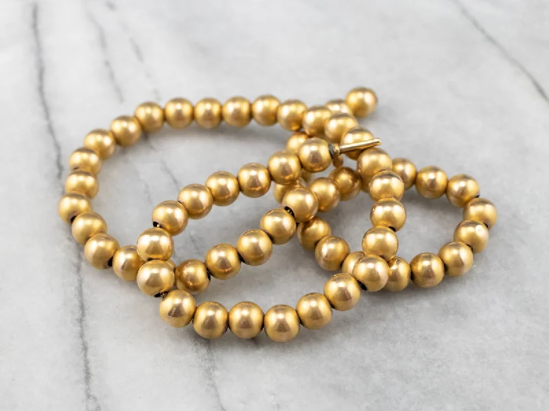 Ladies rings stacking looks-Vintage Gold Beaded Necklace