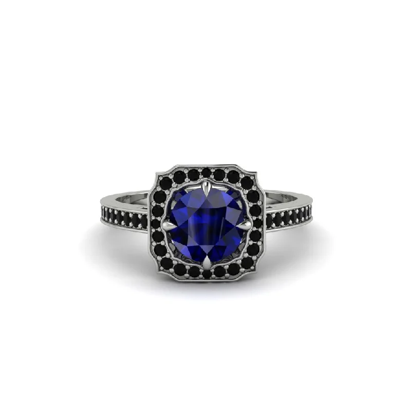 Ladies engagement rings classic looks-Sapphire Cathedral Halo Engagement Ring - Luciana No. 45