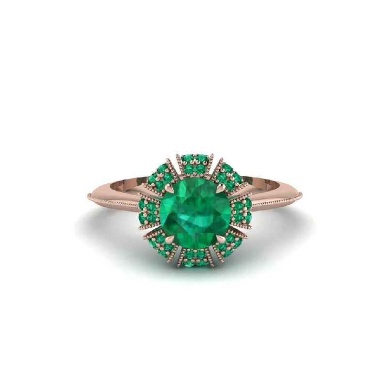 Ladies engagement rings conflict-free-Emerald Crown Halo Engagement Ring - Annie No. 20