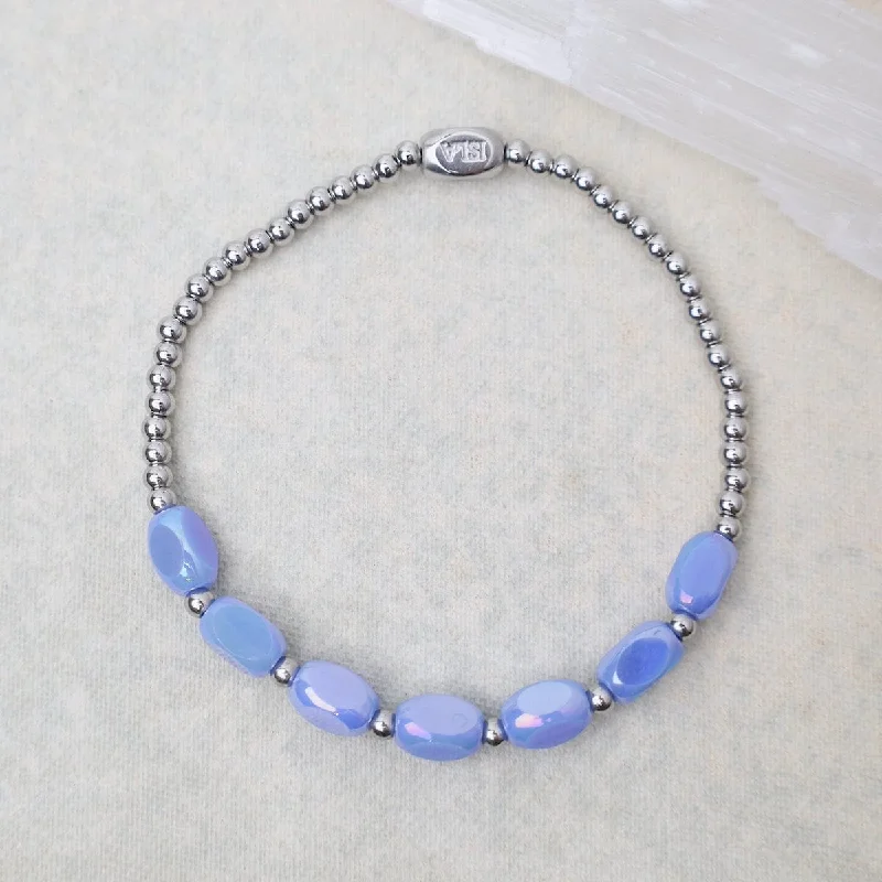 Ladies bracelets social media picks-Meet Me Half Way Pop Of Color Bracelet in Periwinkle Water & Stainless Steel