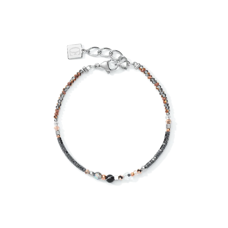 Ladies bracelets classic styles-Striped Onyx Grey Crystal Bracelet