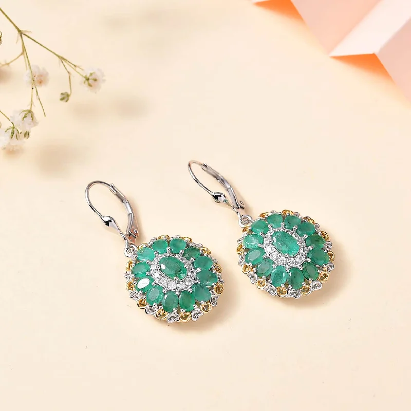 Ladies earrings creative pieces-Emerald Floral Earrings