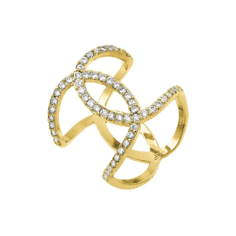 Ladies rings youthful flair-Gold Plated 925 Sterling Silver Knotted CZ Ring - STR01008GP