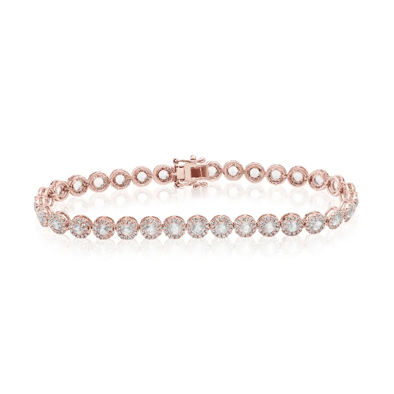 Ladies bracelets mature styles-Rose Gold With Round Rose Quartz Bracelet