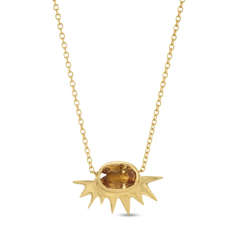 Ladies rings gothic appeal-Tiny Yellow Sapphire Starburst Necklace