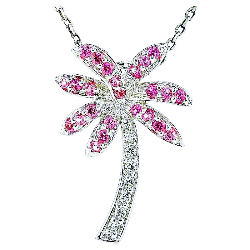 Ladies rings sterling silver-Florida Pink Palm Tree Necklace