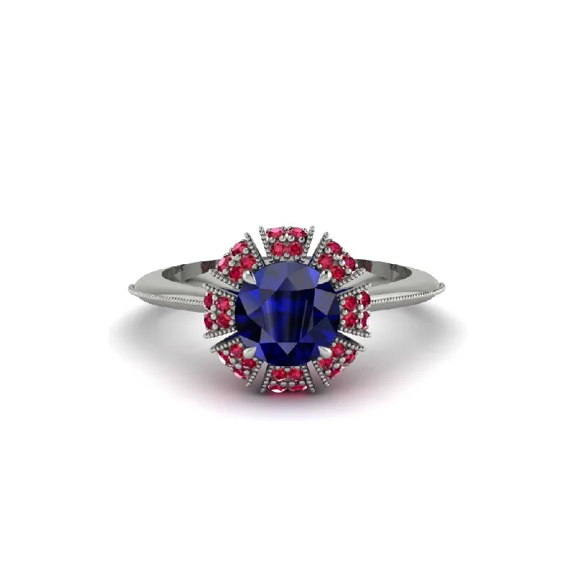 Ladies engagement rings popular brands-Ruby Crown Halo Engagement Ring - Annie No. 60