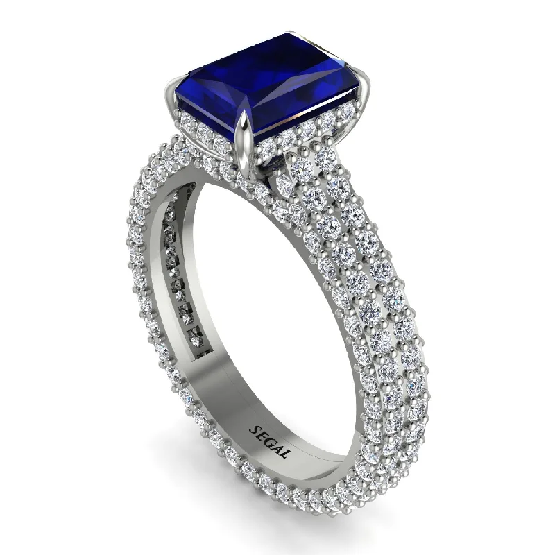 Ladies engagement rings financing plans-Radiant Cut Sapphire Pave Engagement Ring - Kenzie No. 15