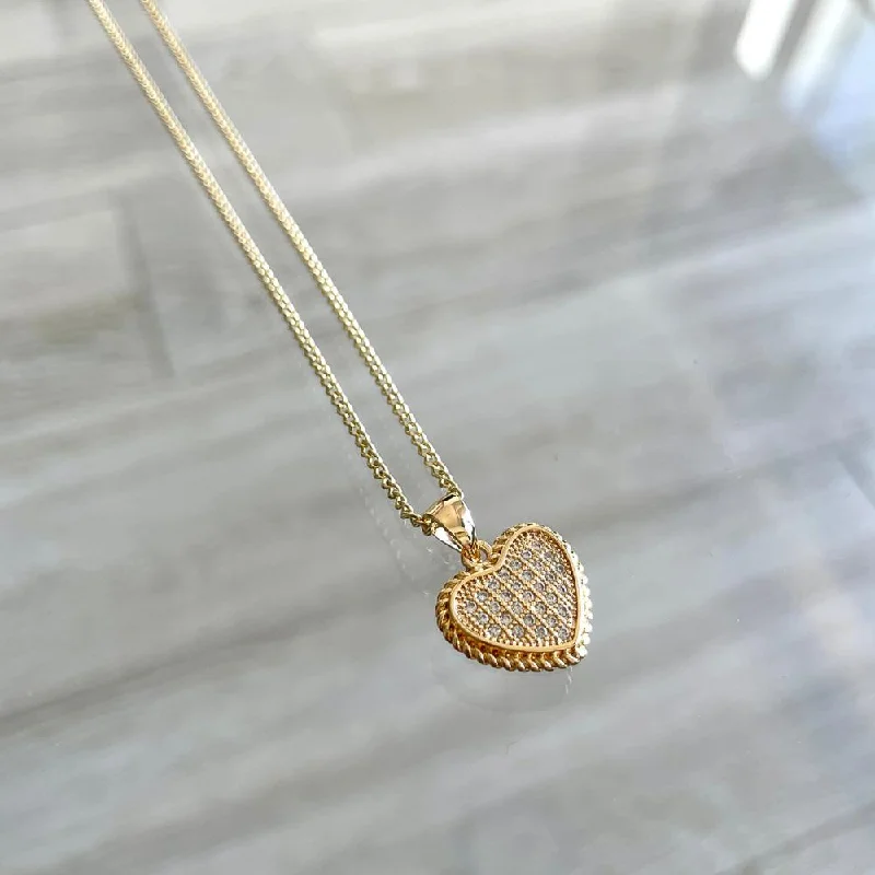 Ladies rings party wear-Pave Heart Necklace