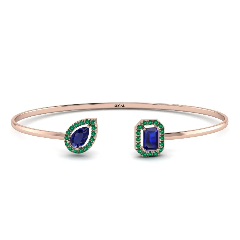 Ladies bracelets luxury choices-Geometric Pearl And Emerald Sapphire Bracelet - Catherine No. 29