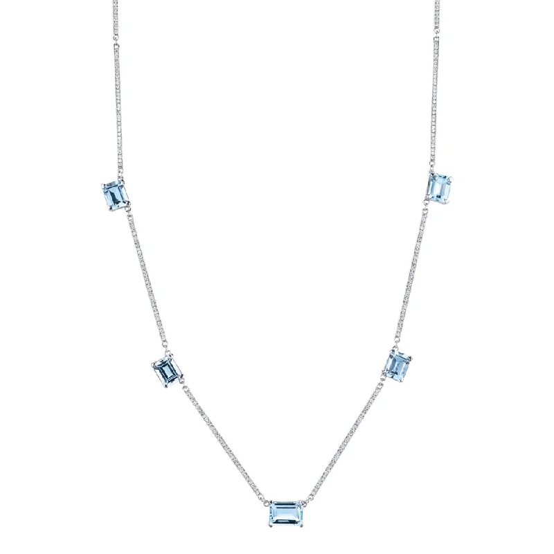 Ladies rings buying guide-Aquamarine and Diamond Strata Necklace