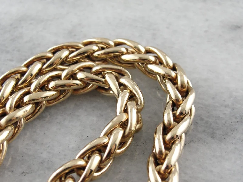 Ladies rings girlfriend surprises-Substantial Polished Gold Wheat Chain Necklace