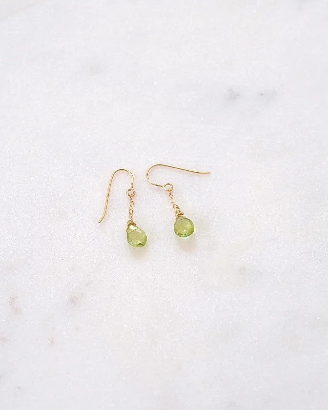 Ladies earrings minimalist trends-Peridot Simple Drop Earrings