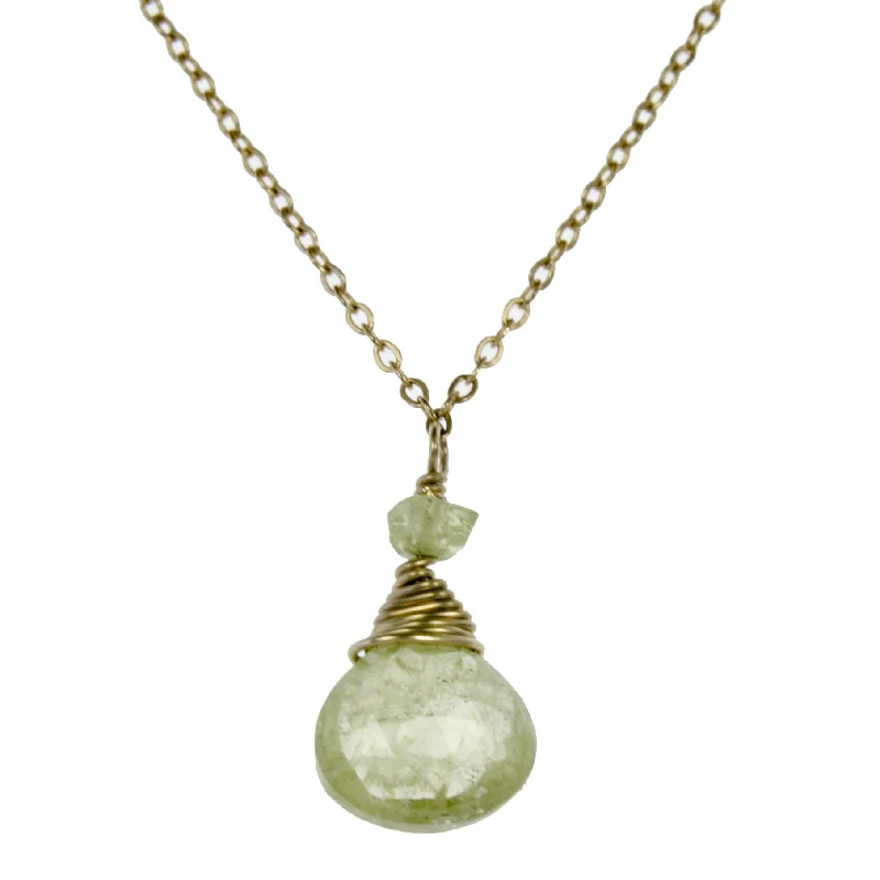 Ladies rings global brands-Green Garnet One Drop Necklace