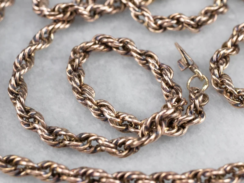 Ladies rings stacking looks-Thick Rose Gold Rope Chain Necklace