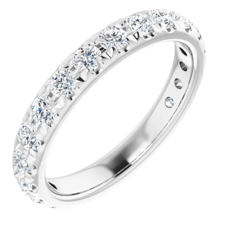 Ladies rings age suitability-Platinum 1 CTW Natural Diamond French-Set Anniversary Band