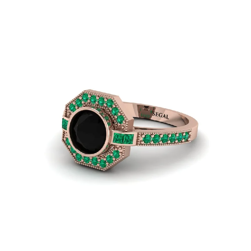 Ladies engagement rings Asian charm-Emerald Octagon Halo Engagement Ring - Leia No. 23