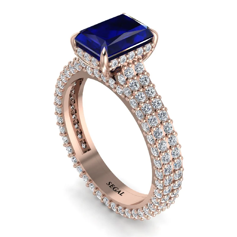 Ladies engagement rings customer reviews-Radiant Cut Sapphire Pave Engagement Ring - Kenzie No. 14