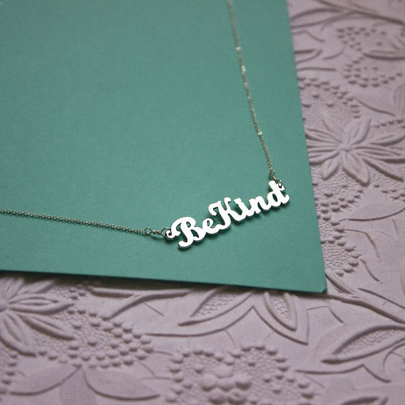 Ladies rings hypoallergenic-Be Kind Nameplate Necklace