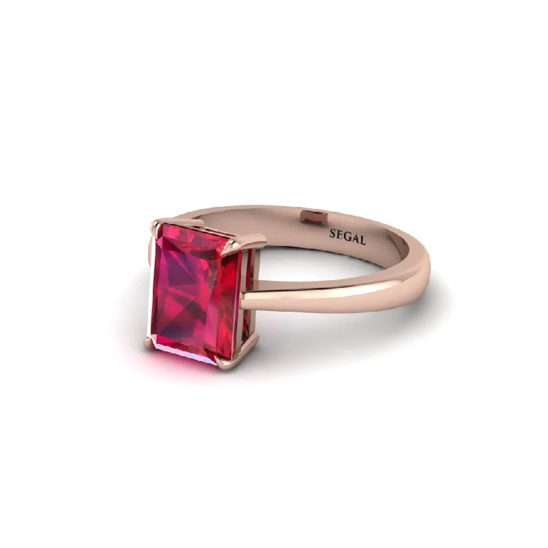 Ladies engagement rings ethical sourcing-Emerald Cut Ruby 14K Gold Engagement Ring - Heidi No. 11