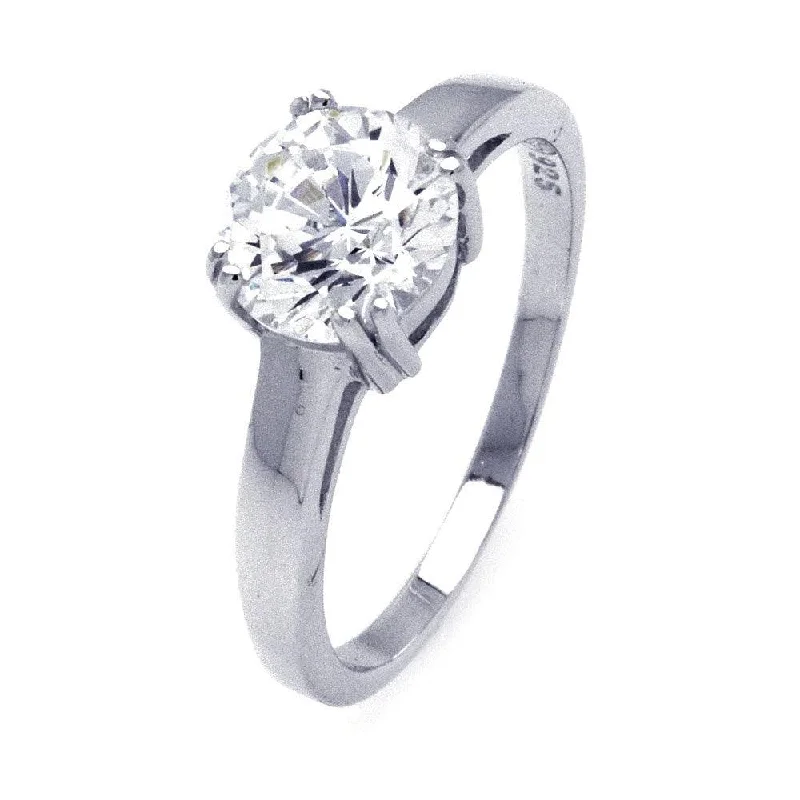 Ladies rings girlfriend surprises-Silver 925 Rhodium Plated CZ Solitaire Ring - STR00790