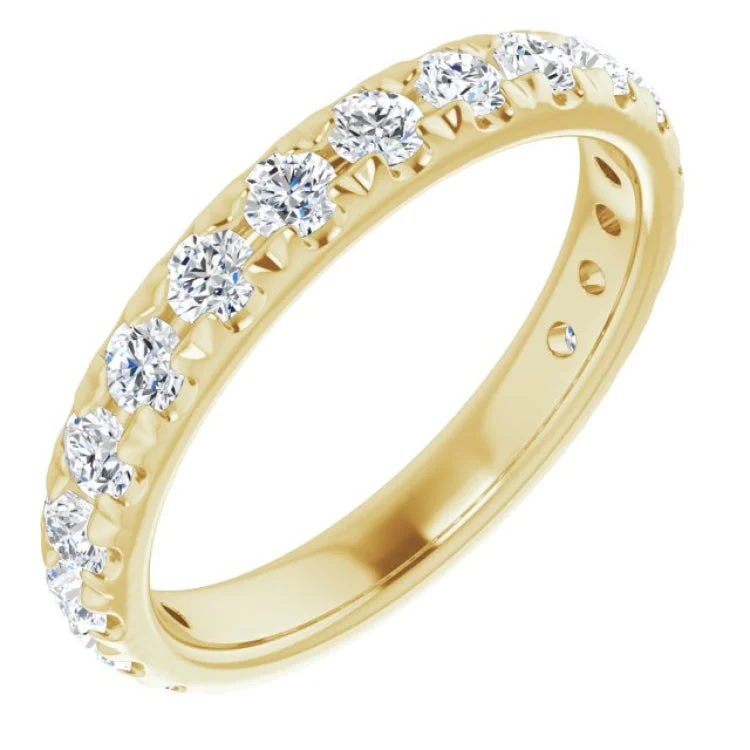 Ladies rings gold designs-14K Yellow 1 CTW Natural Diamond French-Set Anniversary Band