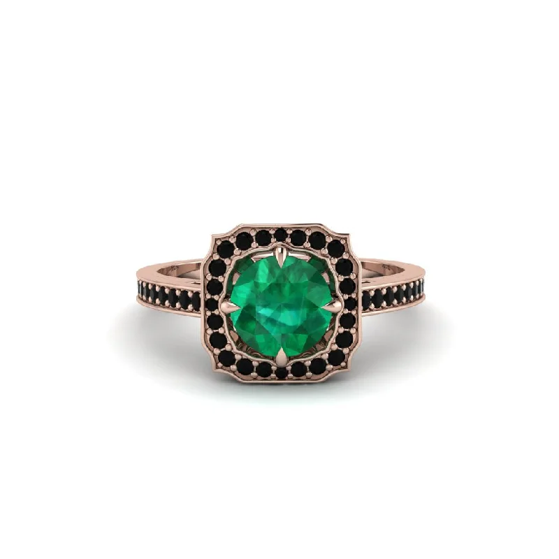 Ladies engagement rings lightweight picks-Emerald Cathedral Halo Engagement Ring - Luciana No. 35