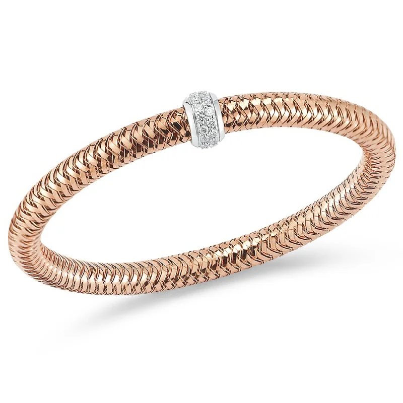 Ladies bracelets minimalist trends-Roberto Coin Primavera 18K Rose Gold Stretch Bracelet with Diamonds