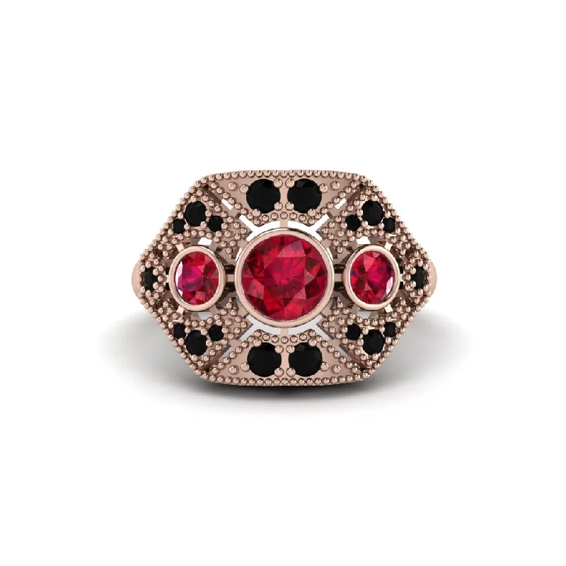 Ladies engagement rings eco-friendly-Ruby Art Deco Geometric Engagement Ring - Haven No. 41