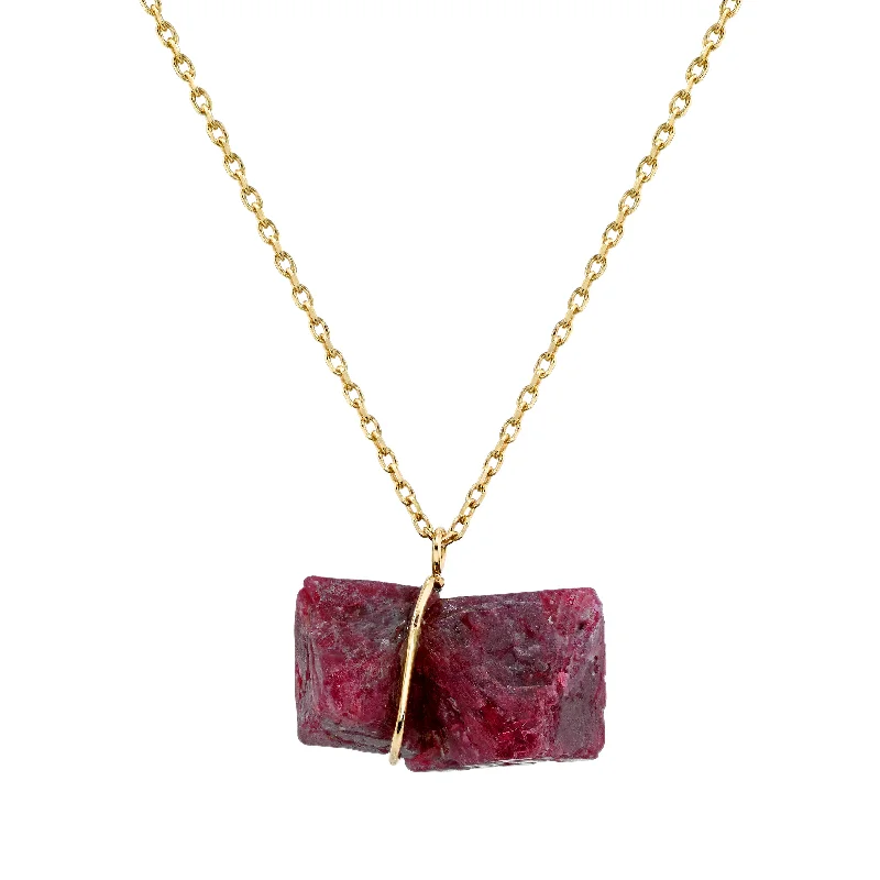 Ladies rings creative styles-One-of a-Kind Raw Spinel Necklace