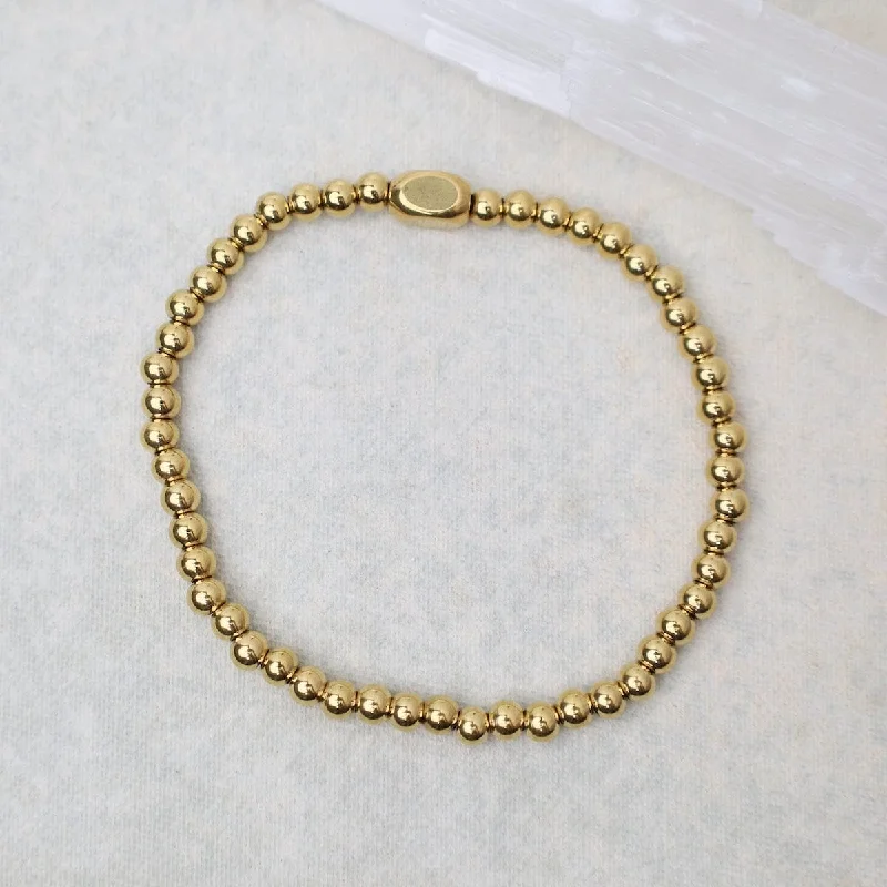 Ladies bracelets size guide-4mm Plain Ball Bracelet in Gold Plated Stainless Steel