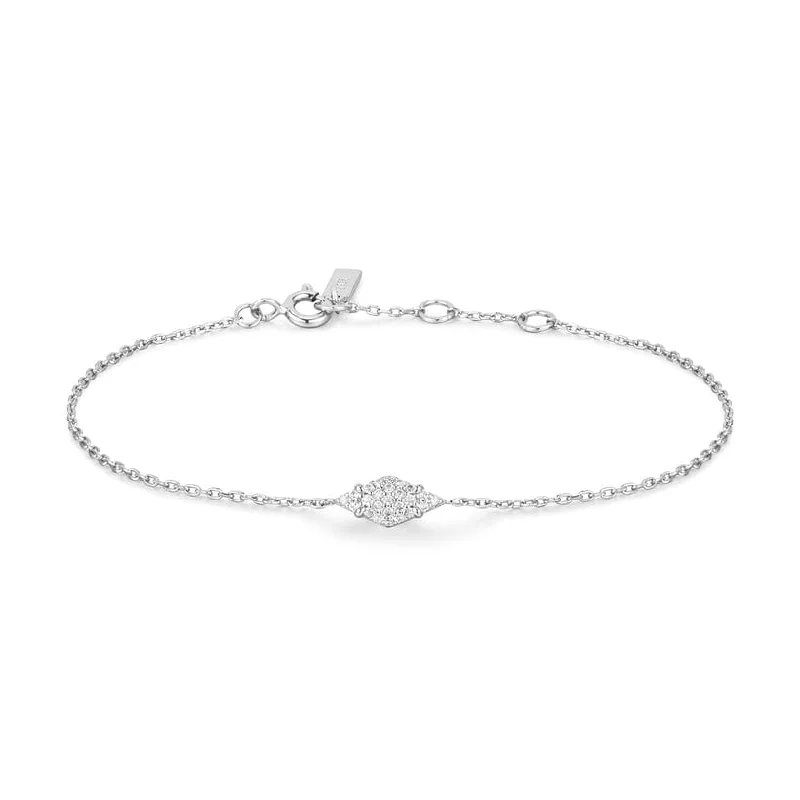 Ladies bracelets memory keepsakes-Silver Pave Sparkle Bracelet