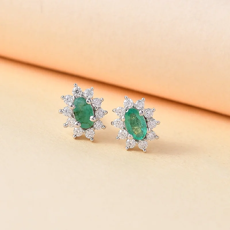 Ladies earrings elegant looks-Emerald and Moissanite Snowflake Earrings