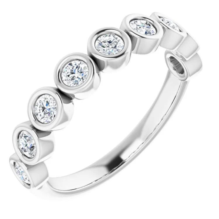 Ladies rings sterling silver-Platinum 1/2 CTW Natural Diamond Anniversary Band