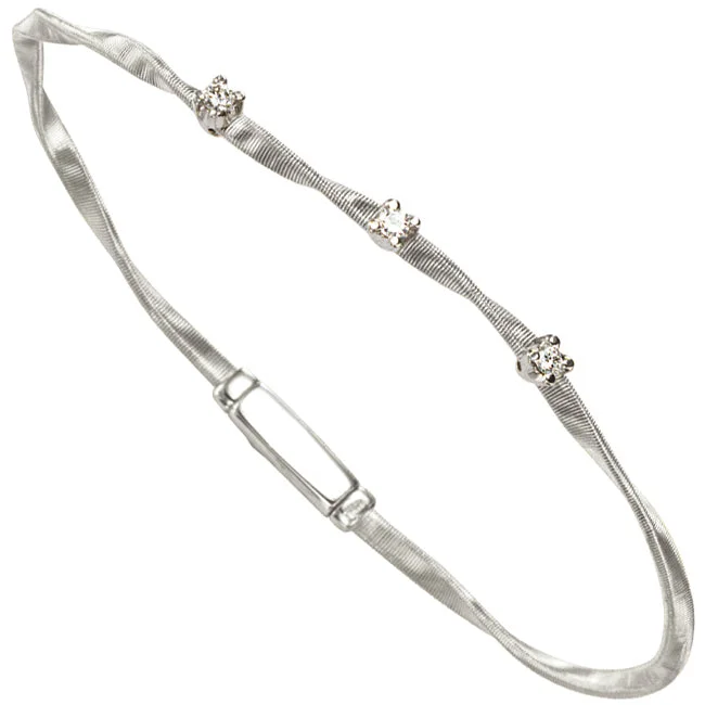 Ladies bracelets animal charms-Marco Bicego Marrakech Three Diamond Single Strand Bracelet White Gold BG337 B W