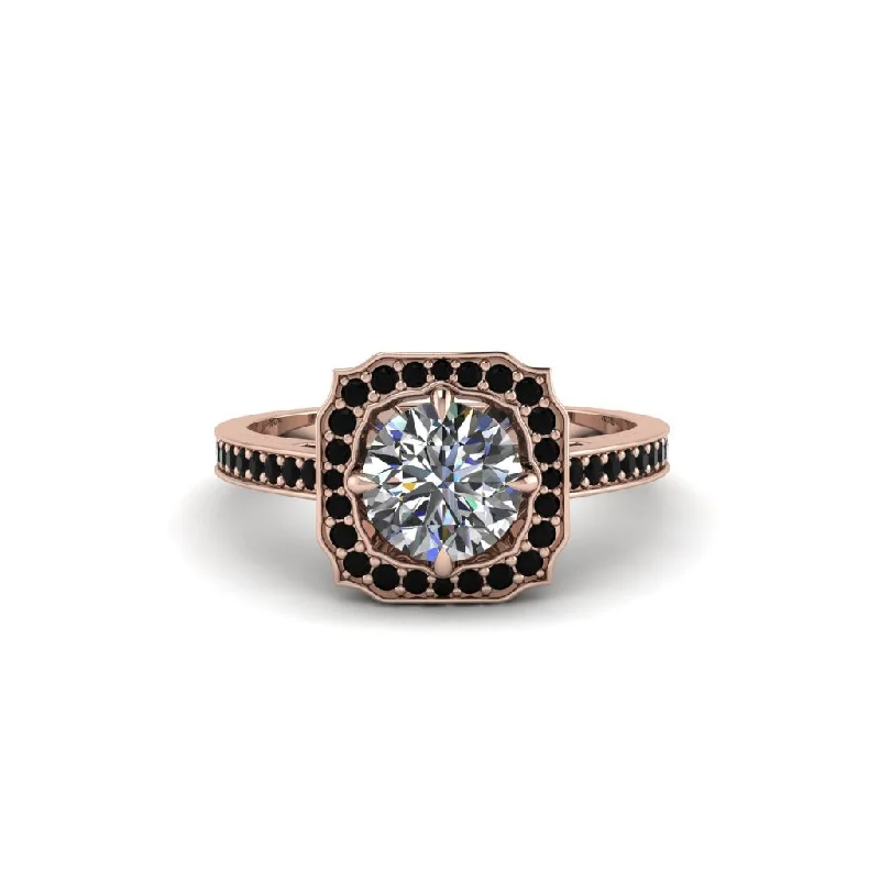 Ladies engagement rings elegant classics-Diamond Cathedral Halo Engagement Ring - Luciana No. 32