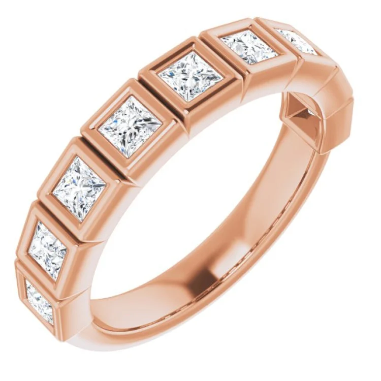 Ladies rings ruby stones-14K Rose 3/4 CTW Natural Diamond Anniversary Band