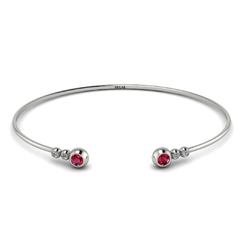 Ladies bracelets engagement gifts-Geometric Bezel Ruby Bracelet - Josie No. 12