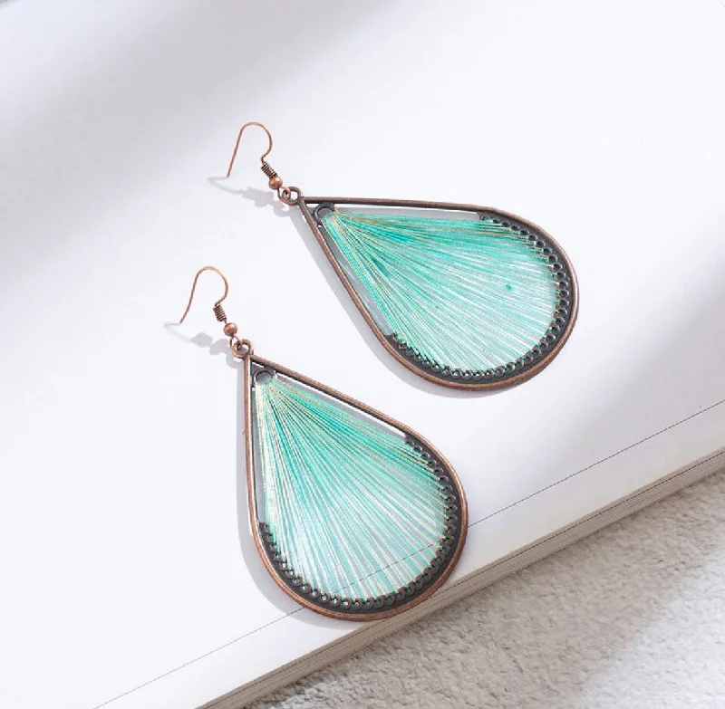 Ladies earrings pearl accents-Turquoise Stringed Teardrop Earrings